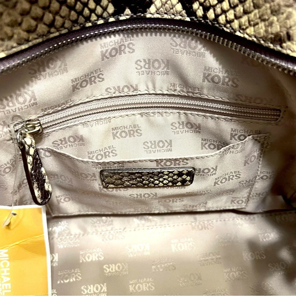 NWT Michael Kors Tina Python Snake Embossed Leather Satchel